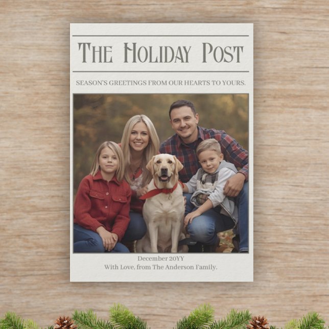 Boletín de tarjetas para Navidades de familia - Re (Family Photo Holiday Newsletter Custom Template)