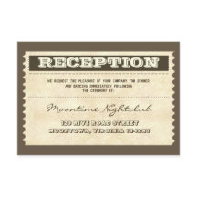 boleto antiguo de boda diseño de recepción vintage