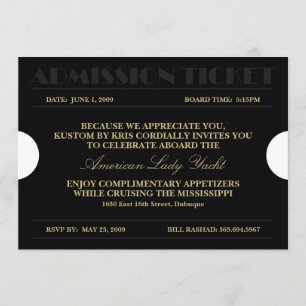 Boleto de Admisión Invitaciones 5x7
