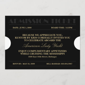 Boleto de Admisión Invitaciones 5x7