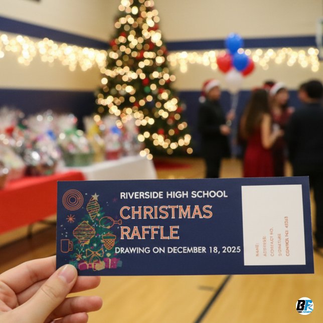 Boleto de Entrada para Rifa de Navidad en Azul y N (Subido por el creador)