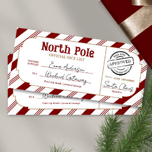 Boleto de regalo de Navidad de Polo Norte Lista ag
