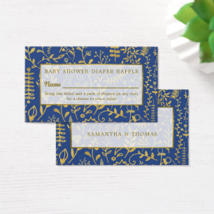 Boleto de rifa de pañales florales Boho dorado