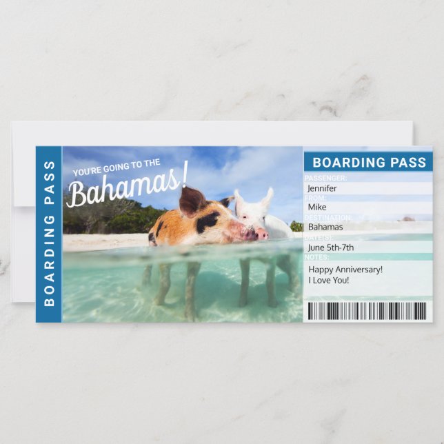 Boleto de tarjetas de embarque de regalo de vacaci (Anverso)
