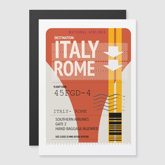 boleto de vacaciones a Roma Italia (Anverso/Reverso)