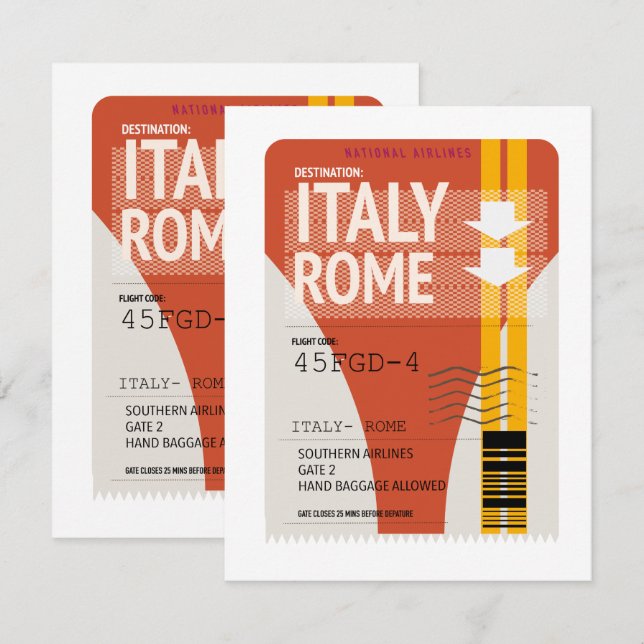 boleto de vacaciones Italia Roma (Anverso / Reverso)