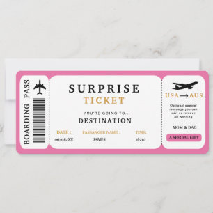 Boleto de viaje sorpresa Pasaje de avión Tarjeta d