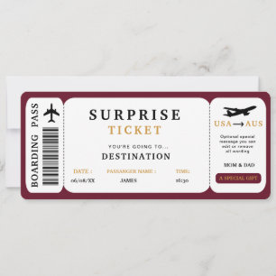 Boleto de viaje sorpresa Pasaje de avión Tarjeta d