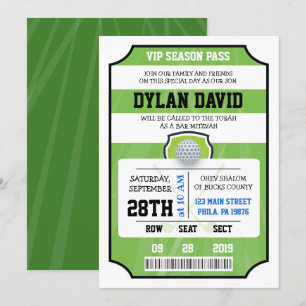 BOLETO VIP DE GOLF Invitación Bar Mitzvah
