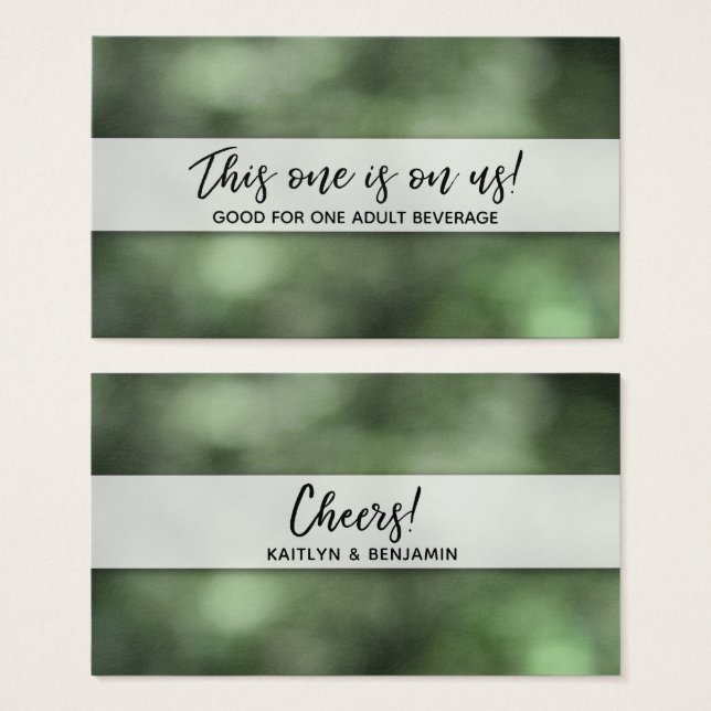 Boletos de Bebida con Bokeh Verde y Letra Moderna (Anverso y reverso)