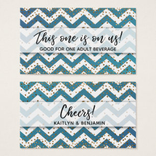 Boletos de bebida con ombre de chevron teal y conf