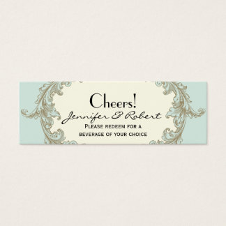 Boletos de bebida de Boda Vintage con crema de oro