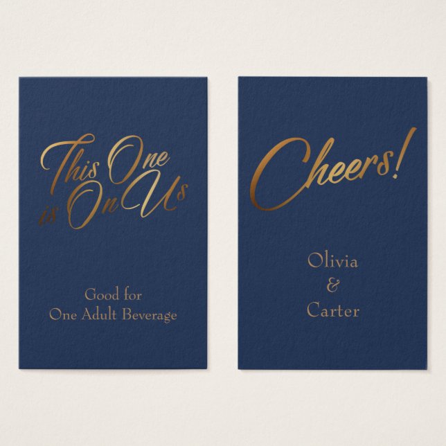 Boletos de Bebida, Delgado, Elegante Letra en Oro  (Anverso y reverso)
