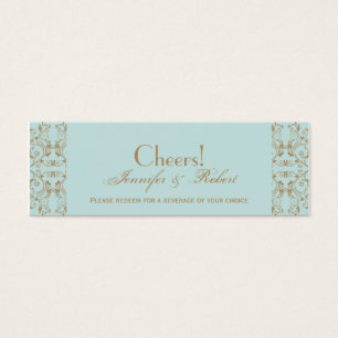 Boletos de bebida Robin Egg Blue y Gold Damask