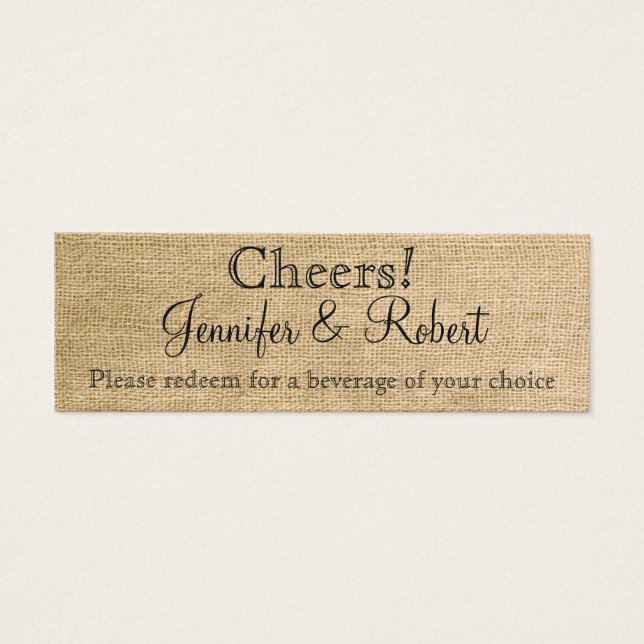 Boletos de Boda de Burlap y Birch Posh (Frente)