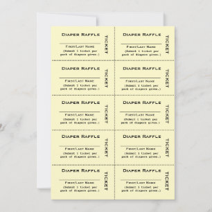 Boletos de Rifa de Pañales Invitación Amarilla