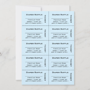 Boletos de Rifa de Pañales Invitación Azul