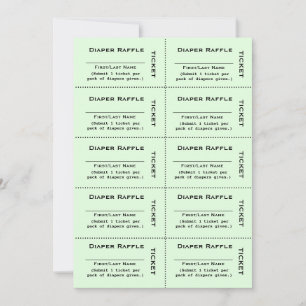 Boletos de Rifas de Pañales Invitación Verde