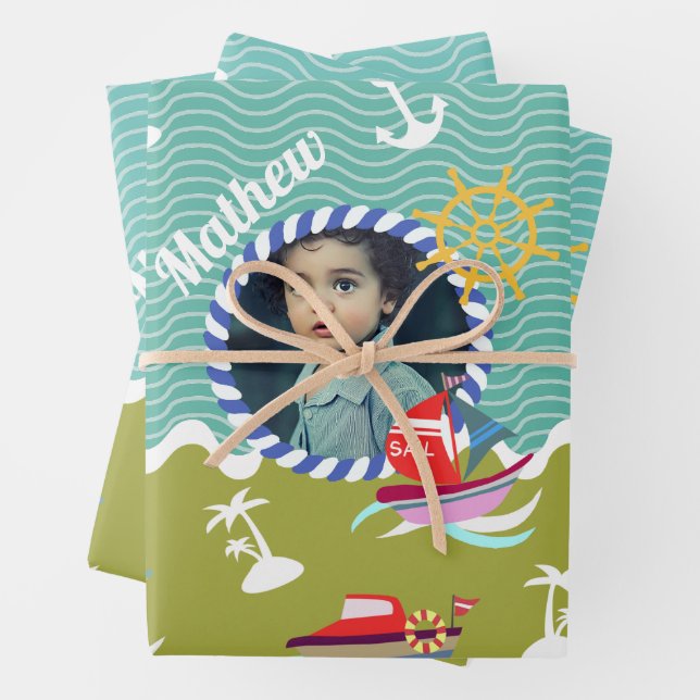 Boletos divertidos Foto Aqua Papel envuelto verde (In situ)