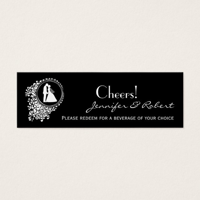 boletos modernos para bebidas de Bodas de parejas  (Frente)