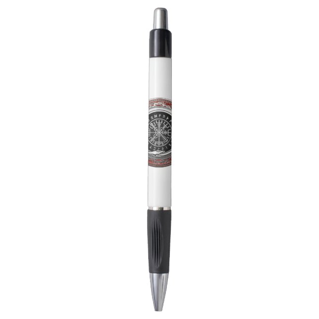 Bolígrafo [610] Vegvisir - Viking Silver Magic Runic Compass (Frente vertical)