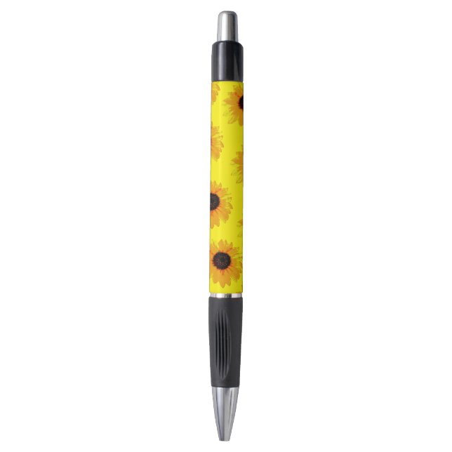 Bolígrafo Aceite amarillo girasoles pintados, Emmy Pen (Frente vertical)