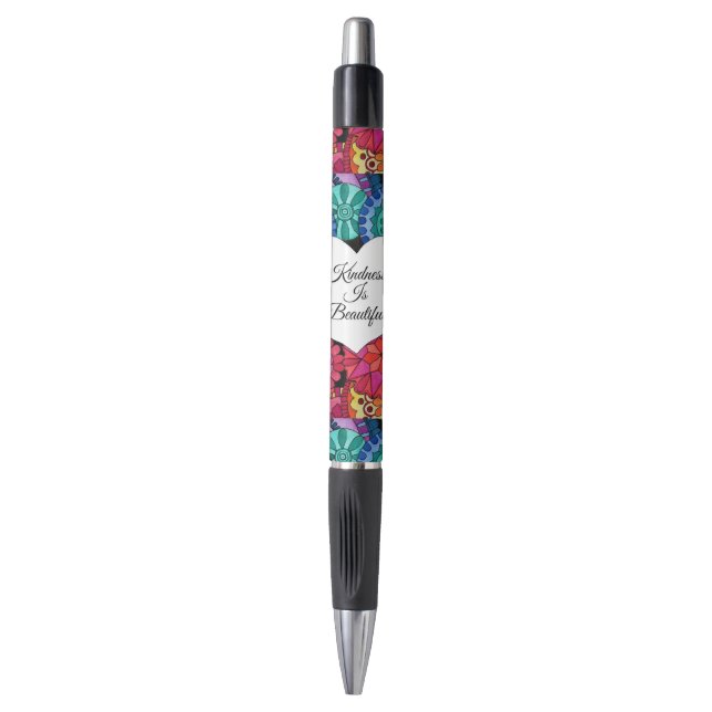 Bolígrafo Acuarela Arcoiris Mandala con corazón (Frente vertical)