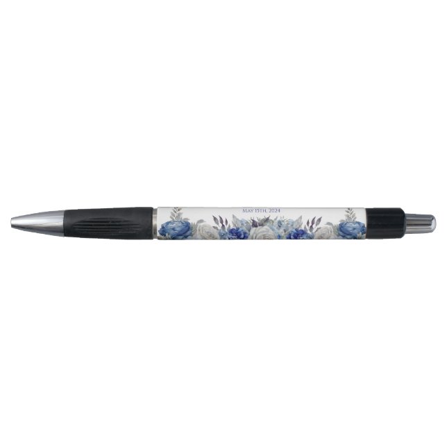 Bolígrafo Acuarela ramo de flores azules-Boda- (Anverso)