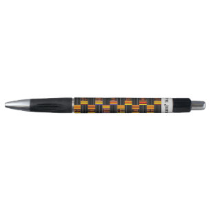 Bolígrafo Afrocéntrico color negro Pinstripe Kente Nombre
