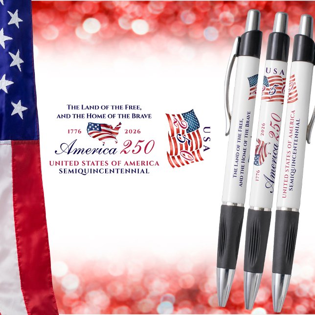 Bolígrafo America 250 Land of Free Home Brave Red Patriotic (America 250 Land of Free Home Brave Red Patriotic American Flag Semiquincentennial Keepsake Pen)