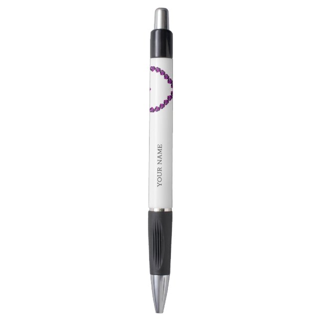 Bolígrafo Amethyst Gemstone Heart Purple (Frente vertical)