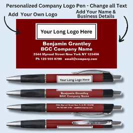 Bolígrafo Añadir nombre de detalles de la empresa, fondo roj