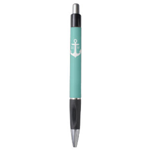 Bolígrafo Ancla azul de Seafoam con monograma