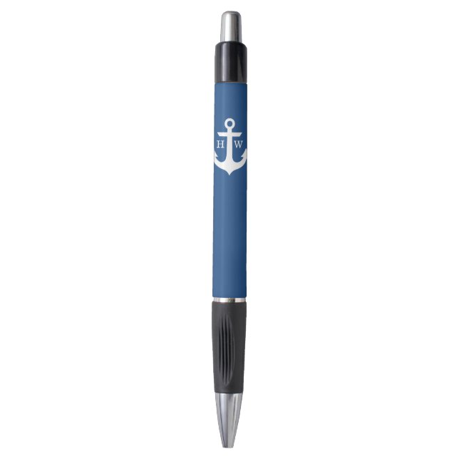 Bolígrafo Anclaje azul monogramado (Frente vertical)
