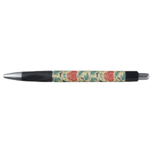 Bolígrafo Arte Antiguo Nouveau Chino Rojo Floral Chinoiserie