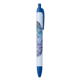 Bolígrafo azul con pluma