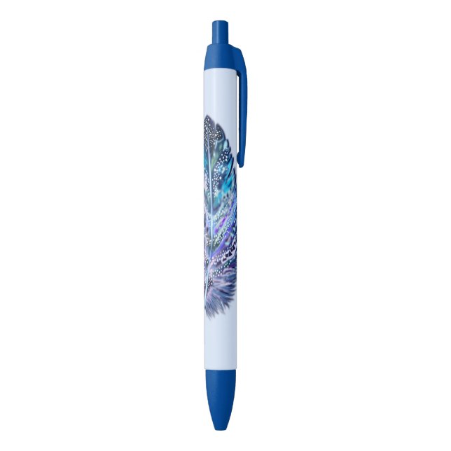Bolígrafo azul con pluma (Parte inferior (Vertical))
