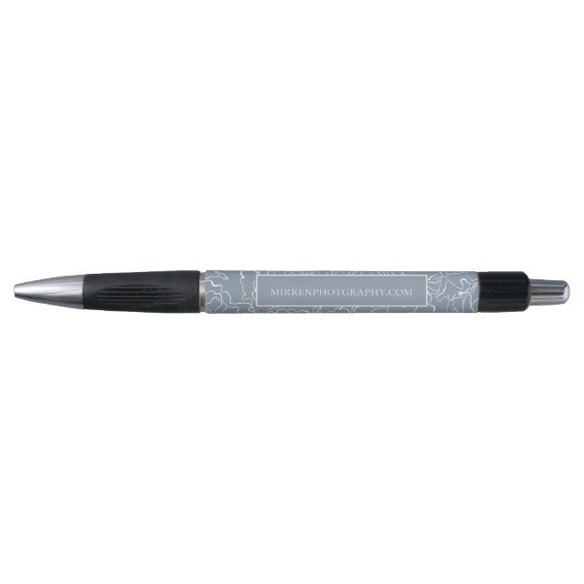 Bolígrafo Azul Polvoriento Floral Simplemente Personalizado (Anverso)