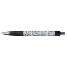 Bolígrafo Azul y Floral Rosa
