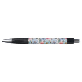 Bolígrafo Azul y Floral Rosa