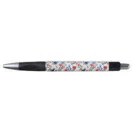 Bolígrafo Azul y Rojo Floral
