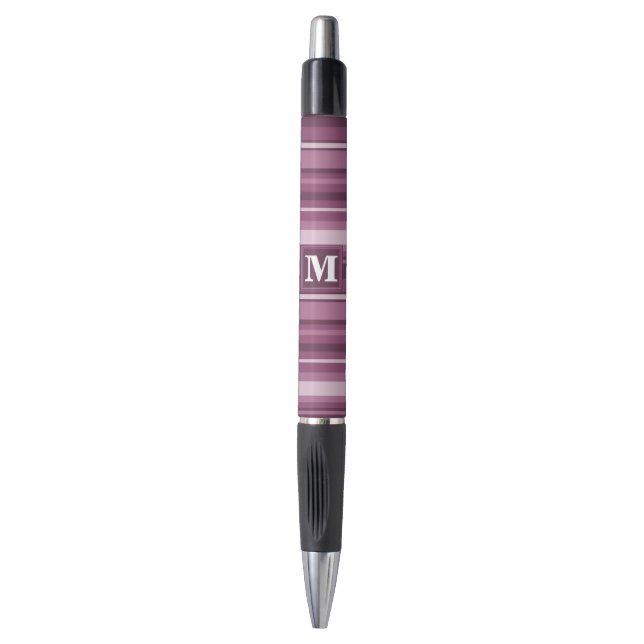 Bolígrafo Bandas de mauve monogramo (Frente vertical)
