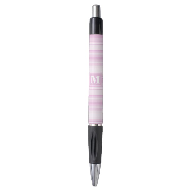 Bolígrafo Bandas rosadas para bebés monogramo (Frente vertical)