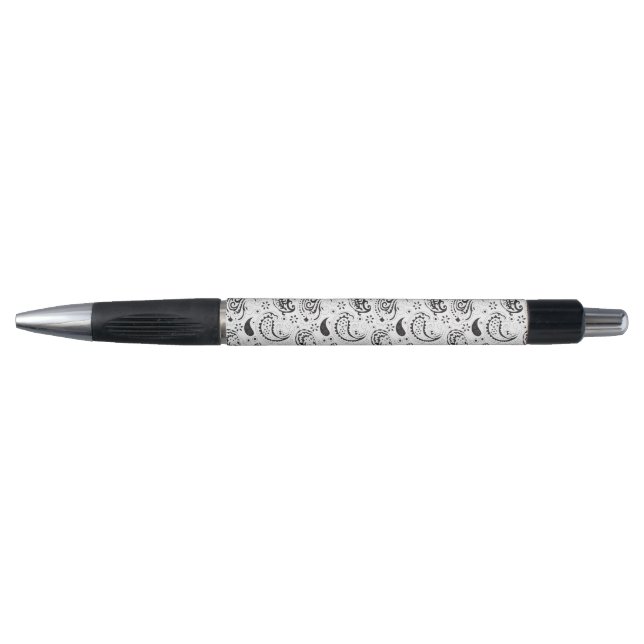 Bolígrafo Black & White Paisley Pattern –Elegant Textile Art (Anverso)