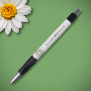 Bolígrafo Blanco de la flor de margarita botánica