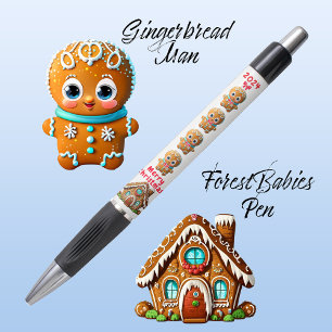 Bolígrafo Blanco gráfico Personalizado de Gingerbread Man