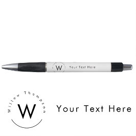 Bolígrafo Blanco moderno minimalista con monograma