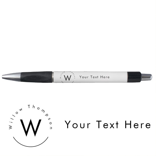 Bolígrafo Blanco moderno minimalista con monograma (Monogrammed Minimalistic Modern White Pen)