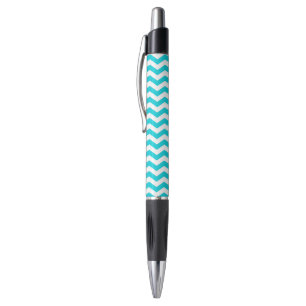 Bolígrafo Blanco y modelo de zigzag de la aguamarina