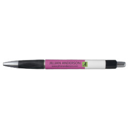 Bolígrafo Bloque de color rosa negro Monograma Nombre Modern